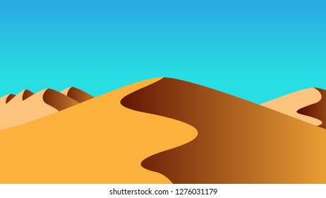 Desert landscape in minimal vector style with clear blue sky