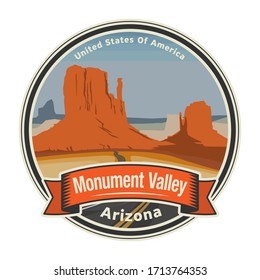 Desert Landscape. Monument Valley, Arizona, United States. Vector Illustration