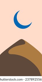 Desert landscape with moon poster