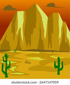 desert landscape with mountain and trees