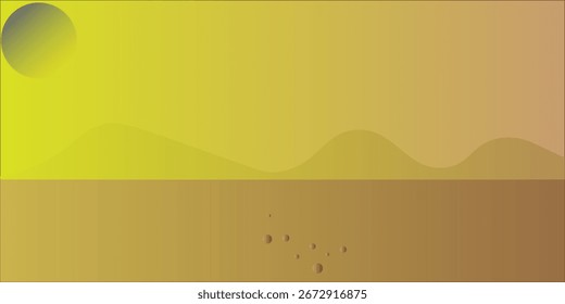 Desert landscape panoramic yello,with sand dunes illustration