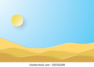 Desert landscape, paper art style.