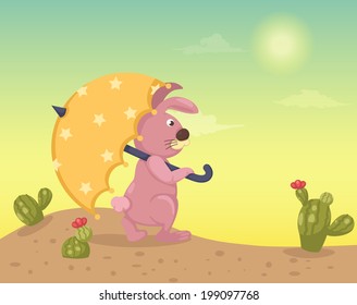 Desert landscape with rabbit