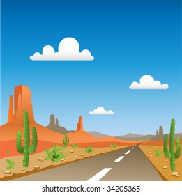 A Desert Landscape with Road