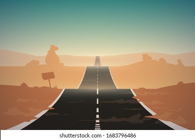 Desert landscape with road illustration