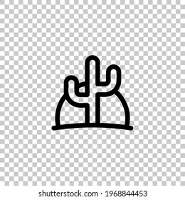 Desert landscape, sand and cactus, simple icon. Black editable linear symbol on transparent background
