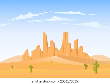 Desert landscape with sandstone mountain
