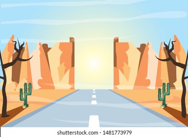 desert landscape scene with road