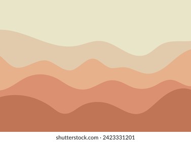 Desert landscape. Desert silhouette. Wavy desert vector illustration background suitable for design templates and wall decor. Landscape.