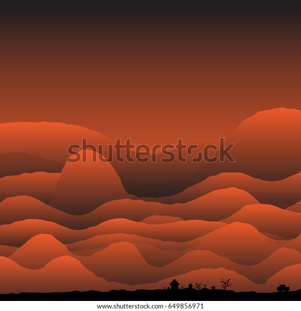 Desert Landscape\
Sunset. Vector\
Illustration