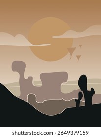 paisagem desértica com vetor desértico	