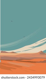 Paisaje del desierto. Arte vectorial. Diseño plano abstracto. 