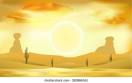 desert landscape vector art illustration background of dunes