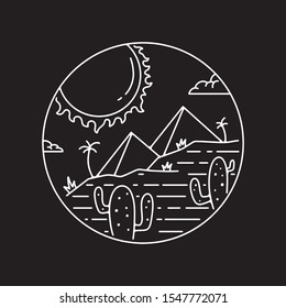 Desert Landscape Vector Illustration Line Art