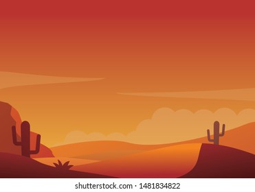Desert landscape vector illustration with simple design suitable for wallpaper or background