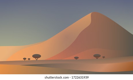 Desert landscape vector illustration. Vector stock illustration. Beatiful nature view. Geometric landscape illustration. Geometric pesage. You can use this as a screensaver for your desktop.