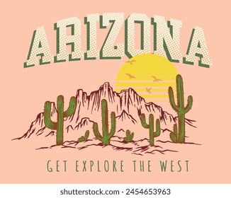 Wüstenlandschaft Vektorillustration in einem abgespeckten Stil mit Anspielungen auf Arizona.