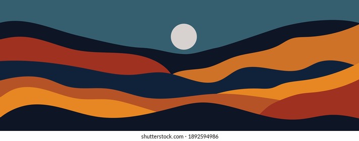 desert landscape vector wall art geometric abstract 