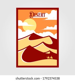 desert landscape view vintage poster vector illustration design