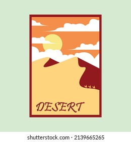 diseño vintage de imagen vectorial de vista panorámica del desierto