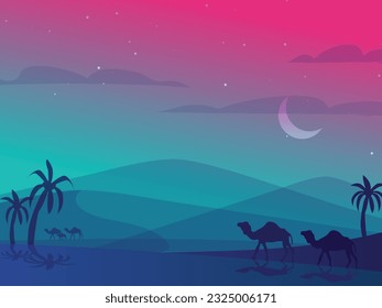 Desert landscape wallpaper  vector illustration