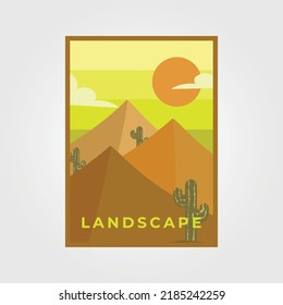desert landscape wanderlust flat poster illustration template background graphic design