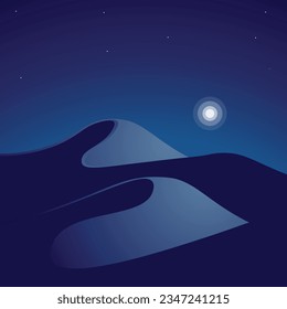 Desert landscapes at night illustration