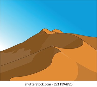 Desert Lanscape With Flat Design Vector