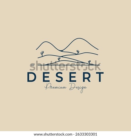 desert line art logo, icon cactus minimalist vector illustration design