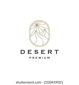 Desert with line art style logo icon design template flat vector