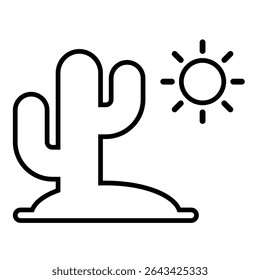 design de ícone de linha do deserto. ilustração vetorial de símbolo de contorno preto fino do deserto. ícone de traçado editável no plano de fundo transparente.