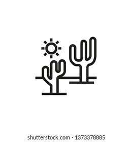 Desert line icon. Sun, cactus, sand. Ecology concept. Can be used for topics like wilderness, dry climate, Africa