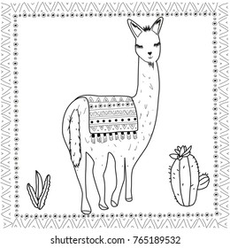 Desert Llama with Cacti