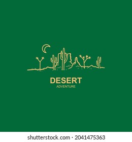 Desert logo design with moon or sun vector illustration. Desert with moon or sun business logos template element design.