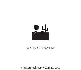 Desert logo design with moon or sun vector illustration. Desert with moon or sun business logos template element design