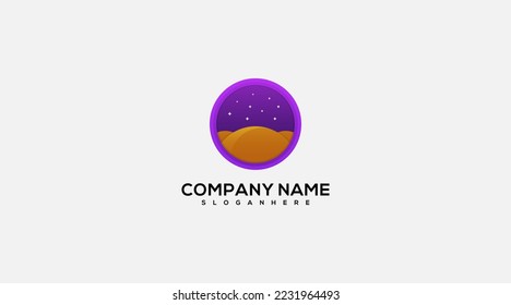 desert logo design template night illustration 