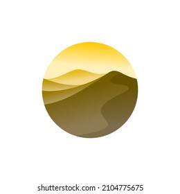 Desert logo design template.Mountain hill with sunshine illustration 

