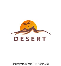 Plantilla de material vectorial de diseño de logotipo de desierto 