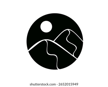 Wüsten-Logo-Symbol einzeln auf weißem Hintergrund.