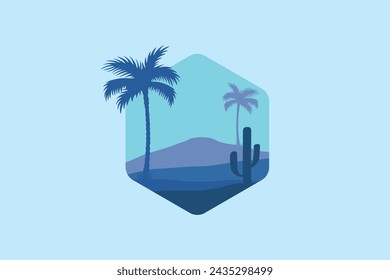 Desert logo illustration design template