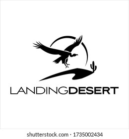 desert logo simple flying vulture graphic, design vector for tourism or traveling template