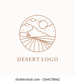 Desert logo template. beautiful sand dunes logo in the Sahara desert.