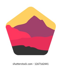 Desert Logo Template. Desert Logotype Isolated. Desert landscape logo dune and mountain Vector Illustration.