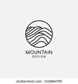 Desert logo template. Round vector linear landscape icon. Minimal abstract symbols for business symbols, badges for travel, tourism, ecological concepts, health, yoga centers