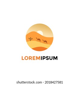 Ilustración del icono del vector del logotipo del desierto, elemento gráfico moderno, sobre fondo aislado, diseño del logotipo del camello