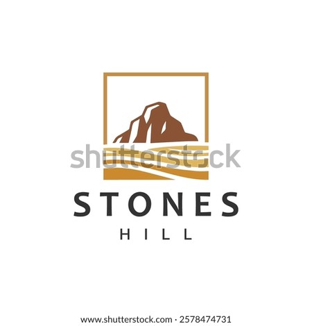 Desert logo vector illustration rock hills icon design big stone symbol
