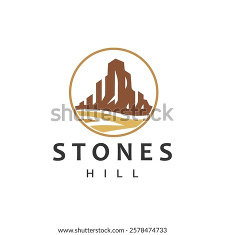 Desert logo vector illustration rock hills icon design big stone symbol