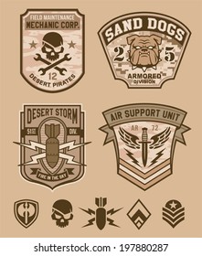 Desert Military Emblem Patch Set