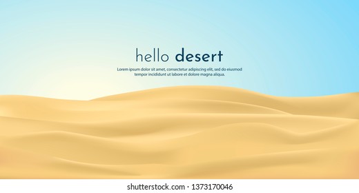 Desert is a minimalist landscape. Vector illustration in 3d concept.