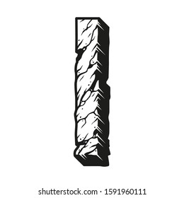 Desert monochrome design letter I concept with cracked dry ground texture in vintage style isolated vector illustration